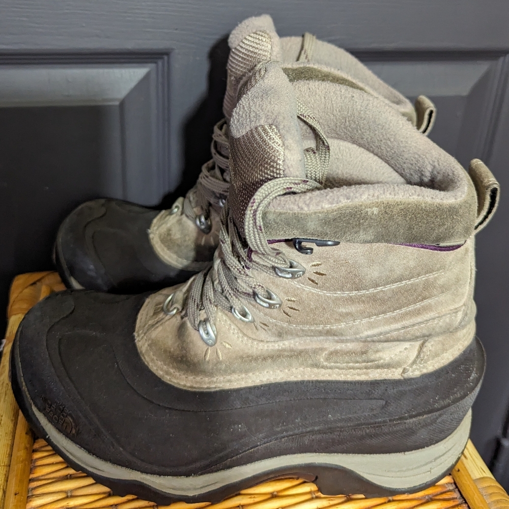 The North Face Taupe and Black Winter Boots